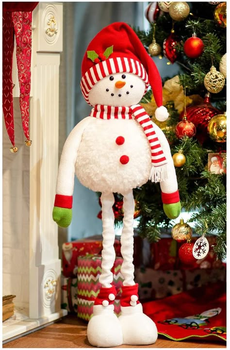 This Lovely Standing Snowman ready to spending Christmas cheer, easily place the plush snowman on the stair, beside fireplace or Christmas Tree and this stuffed snowman will help you bring so many compliments and smiles from your friends and family. Craftsmanship: We are proud of our craftsmanship as we build the snowman figurine with soft & plush fabric. Package: 1 Standing snowman Size: 8.2 x 5.9 x 37 Christmas Floor Decor, Fireplace Indoor Outdoor, Standing Snowman, Stuffed Snowman, Fireplace Indoor, Xmas Fireplace, Snowman Christmas Decorations, Christmas Style, Xmas Stockings