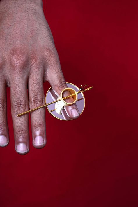 Yu Chen. Ring: Structure, 2018. Brass, mirror acrylic, resin, ruby.. 10 x 10 x 10 cm. Photo by: Zongquan Lin. On body.On the basis of the selection of mirror materials and the wear of hand ornaments, the metal and mirror acrylic is combined with the technology of package insert, with the mirror surface, the linear metal and the ornament of the precious stones.. Resin And Metal Jewelry, Technology Jewelry, Body Ornament, Jewelry 101, Mirror Jewellery, Mirror Ring, Hand Ornaments, Wire Jewelry Earrings, Mirror Jewelry