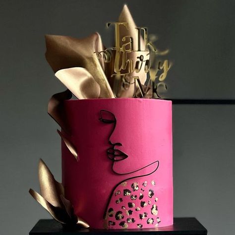 MARIE CATHERINE VEERASAWMY-PARATIAN on Instagram: "Talk thirty to me! I created this ultra-glam cake for a lady’s 30th birthday party. With a hot pink base, gold and black leopard print design, and personalized silhouette, this cake was the perfect show-stopper. What do you think? . . . #talkthirtytome #talkthirtytome🫦 #birthday #cake #birthdaycake #edinburgh #cakedbycatherine #edinburghcakes #thisisedinburgh" Black And Pink Cake Design, Talk Thirty To Me Cake, Black And Pink Cake Birthdays, Glam Birthday Cake, Pink And Black Birthday Cake, Hot Pink Birthday Cake, Black And Pink Cake, Hot Pink Cake, 40th Birthday Cake For Women