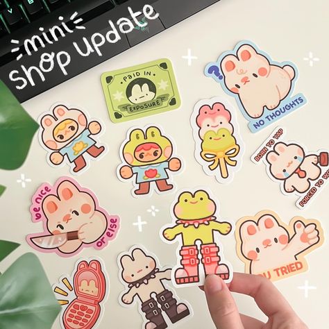 Sticker Shop Aesthetic, Custom Sticker Ideas, Sticker Ideas Design, Etsy Shop Ideas Products, Cute Stickers Ideas, Cute Sticker Ideas, Cute Sticker Designs, Sticker Pack Design, Cute Sticker Design