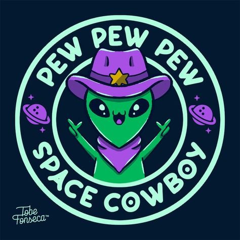 Pew Pew Pew Funny Space Cowboy Alien #alien #space #cowboy #tobefonseca Alien Cowboy, Cowboy Funny, Cowboys & Aliens, Pew Pew Pew, Alien Alien, Alien Party, Funny Space, Funny Alien, Black Onesie