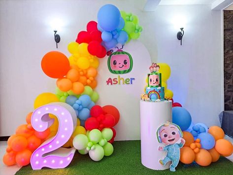 Cocomelon Balloon Decoration, Cocomelon Backdrop Ideas, Cocomelon Decoration, Cocomelon Theme Birthday Party, Cocomelon Birthday Party Ideas, Cocomelon Party Ideas, Birthday Cocomelon, Create Birthday Invitations, Baby First Birthday Themes