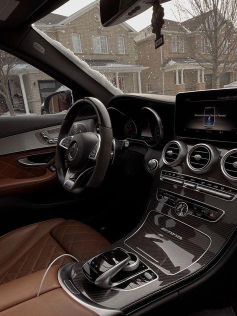 Mercedes Brown Interior, C63 Interior, Mercedes C300, Amg Car, Amg C63, Brown Interior, Street Cars, Dream Car, Follow For More