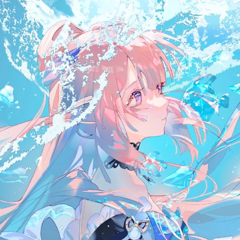 Kokomi Genshin Icon, Cute Kawaii Anime, Genshin Icon, Sangonomiya Kokomi, Pretty Fish, Splish Splash, Icy Blue, Ocean Themes, Aesthetic Icon