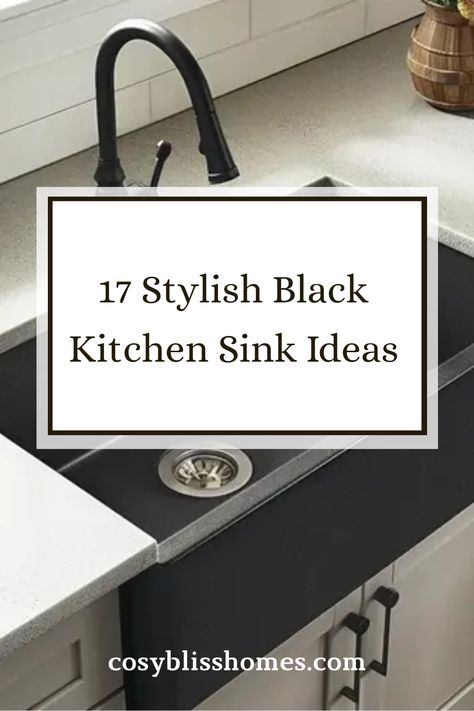 Explore 17 stylish ideas for black kitchen sinks, featuring modern and farmhouse styles with elegant finishes, perfect for refreshing your kitchen aesthetics. Farmhouse Kitchen With Black Sink, Black Stainless Steel Kitchen Sink, White Kitchen Black Sink, Black Sink White Counter, Griege Kitchens, Black Sink Kitchen, Stainless Farmhouse Sink, With Kitchen Ideas, Apartment Ideas Living Room