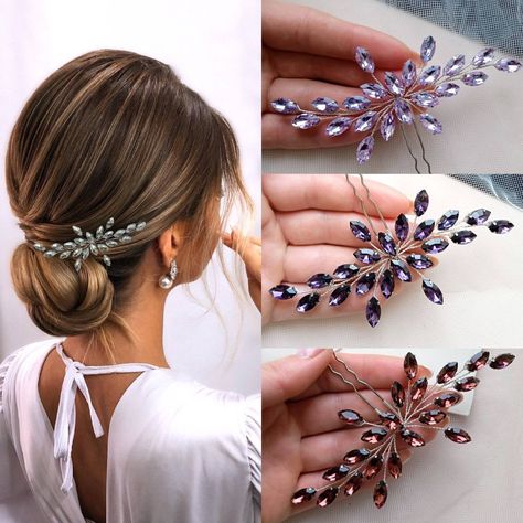 "Excellent and shining hair pins for your perfect wedding 🤩" Crystal Hair Pins Wedding, Wedding Hair Pins Crystal, Decorative Hair Pins, Crystal Headpiece Wedding, Hair Pins Wedding, Hair Piece Wedding, Bridal Hair Headpiece, Wedding Hair Piece, Bridal Hair Piece