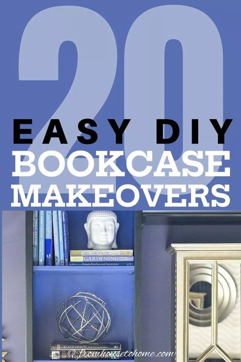 Try these easy DIY bookshelf makeovers to update an old, ugly bookcase or modernize a builtin. Find ideas for painting bookshelves, learn how to cover the back and see how to add some custom details that will make your bookcases look custom made. #fromhousetohome #diy #shelves How To Paint A Bookshelf, Painted Back Bookshelves, Painting Bookshelves, Bookshelf Makeover Diy, Easy Diy Bookshelf, Build Your Own Shelves, Diy Gifts For Christmas, Diy Doors, Recycle Fabric