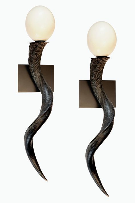 Kudu Horns Decor, Cow Horns Decor, Skull Lamp, Taxidermy Decor, Horns Decor, Weird Furniture, Ostrich Egg, Living Space Decor, Home Lighting Design