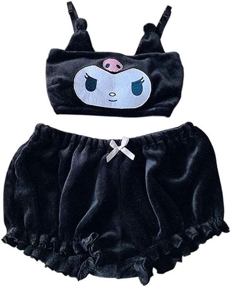 Kuromi PJ set color: Black two piece Kawaii Pajamas, Tube Top And Shorts, Costume Bra, Cute Pajama Sets, Cute Pajamas, Sleepwear Sets, Stylish Clothes For Women, Pajamas Set, Pyjama Set