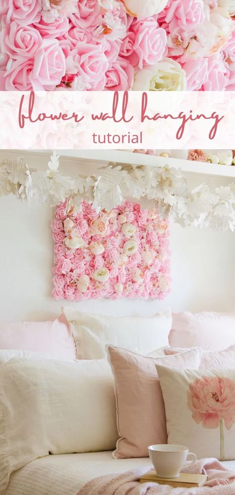 Flower Wall Decor Diy, Hanging Flower Arrangements, Flower Wall Hanging Decor, Room Hanging Decor, Diy Paper Wall Hanging, Diy Flower Wall, Diy Balcony, Flower Wall Hanging, Flower Bedroom