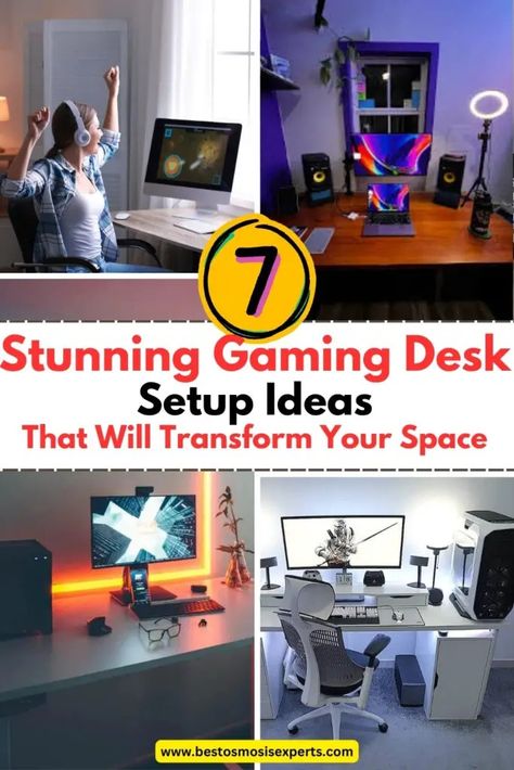 7 Gaming Desk Setup Ideas for Gamers of All Levels 12 Minimalist Gaming Desk Setup, Gaming Desk Setup Ideas, Gaming Laptop Setup, Desk Setup Ideas, Dual Monitor Setup, Boys Desk, Gaming Desk Setup, Cable Trays, Desk Layout