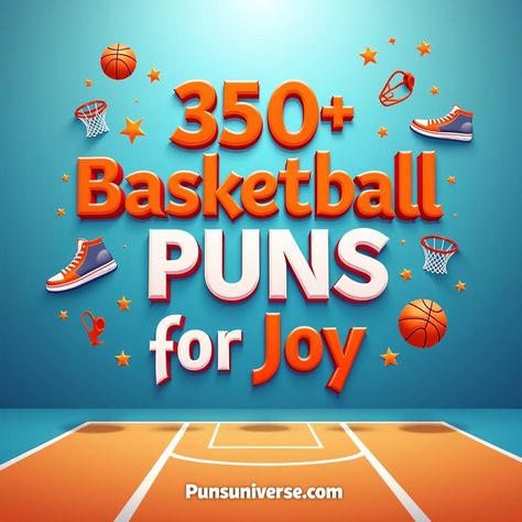 🏀 Ready to have a ball with laughter? Dive into our ultimate collection of 350+ basketball puns that are sure to dribble straight to your funny bone! From slam-dunk jokes to three-pointer giggles, these puns will leave you jumping for joy. Whether you’re a baller or a fan on the sidelines, these witty word plays will keep the good times rolling. It's time to score some laughs! 😄 #puns #BasketballHumor #SlamDunkLaughs #HoopsHilarity #FunnySports #BasketballLife #JumpshotJokes #CourtComedy #BasketballLove Basketball Puns, Water Puns, Easter Puns, Basketball Funny, Best Puns, Jumping For Joy, Word Play, One Liner, Slam Dunk