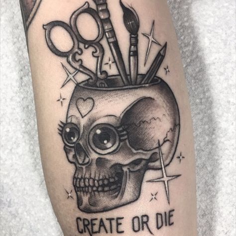 Tiny inner arm skull | Oct 23rd 2017 | 427500 Cosmetologist Tattoo Ideas, Shear Tattoos, Tattoo Hairstylist, Cosmetologist Tattoo, Cutesy Tattoos, Cosmetology Tattoos, Craft Tattoo, Shears Tattoo, Hairdresser Tattoos