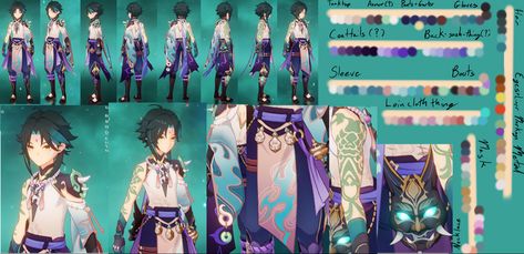 Xiao Genshin Reference, Xiao Outfit Genshin, Xiao Character Sheet, Xiao Design, Xiao Reference Sheet, Xiao Reference, Xiao Drawing Reference, Xiao Bird Form, Xiao Full Body Genshin