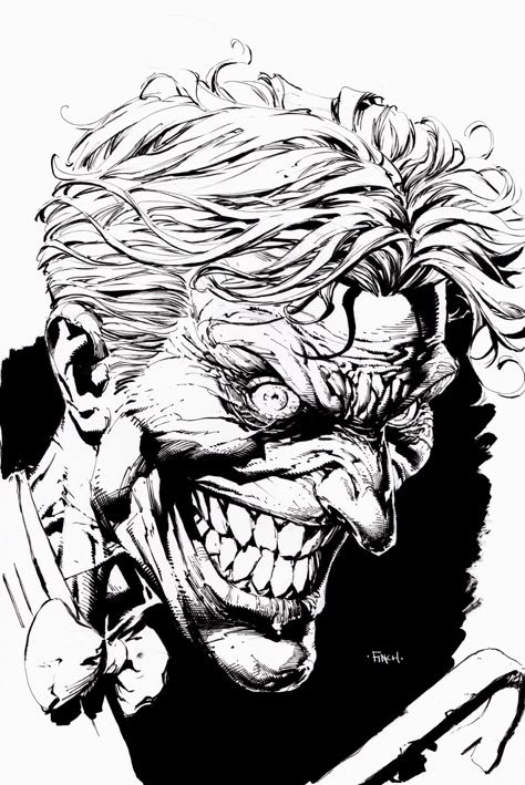 DC comics Joker Batman villian by David Finch Joker Comic Drawing, Marvel Comic Art Style, David Finch Art, Horror Comic Art, Joker Comic Art, The Joker Comic, Comic Inking, Joker Comics, Easy Dragon Drawings