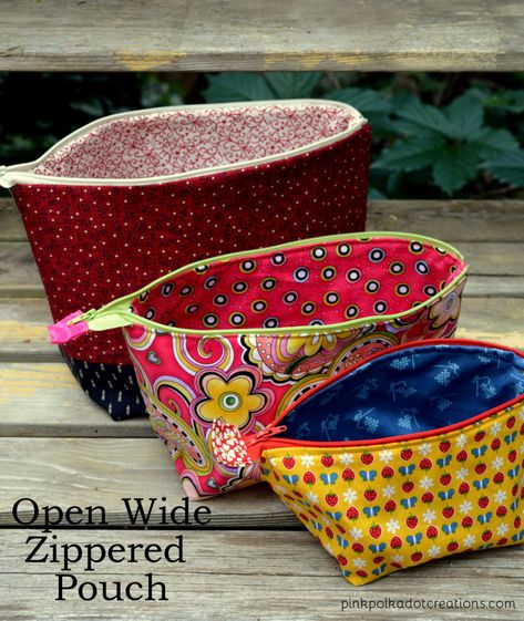 Pad Tampon Organization, How To Make A Zippered Pouch, Diy Zippered Pouch, Wide Mouth Zipper Pouch Tutorial, Pencil Case Tutorial Free Pattern, Easy Zipper Pouch Tutorial, Open Wide Zipper Pouch Tutorial, Small Zippered Pouch, Open Wide Zipper Pouch