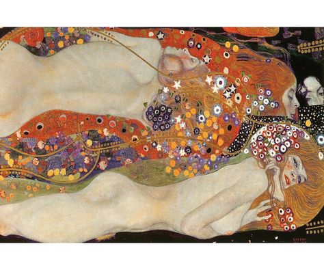 Looking for an accent to grab glances from guests in your foyer? Just hang this this eye-catching painting print of Gustav Klimt's "Water Serpents II, 1904-07" in your entryway to dazzle your friends as soon as they walk through the door. This alluring abstract showcases several women with flowing hair covered in fish, stars, and patterns. Center it above a sleek console table so its bright array of colors energizes the space, then adorn a nearby wall with a shimmery mirror that reflects its ... Water Serpents Ii, Sleek Console Table, Sleek Console, Klimt Paintings, Flowing Hair, Hair Cover, The Vault, Gustav Klimt, Print On Canvas