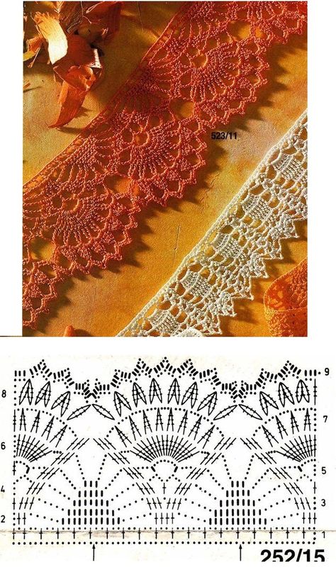 #76_AUTUMN Crochet Edging and Diagram Crochet Edging Pattern, Autumn Crochet, Háčkované Lemy, Crochet Border Patterns, Crochet Edgings, Crochet Stitches Diagram, Confection Au Crochet, Crochet Edging Patterns, Crochet Lace Edging