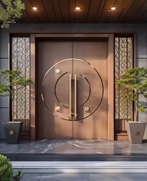 Porch Decorating Spring, Main Door Design Entrance Modern, Main Door Design Entrance, Modern Iron Gate Designs, Door Design Entrance, Door Transformation, Main Door Design Photos, Main Doors, House Main Door