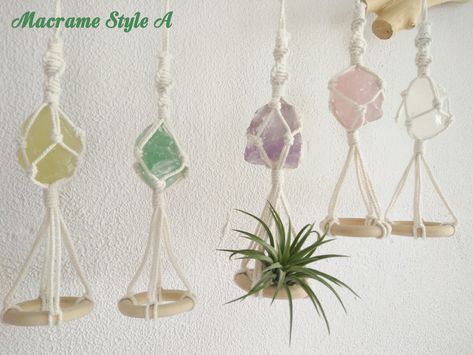 Hanging Crystals Diy, Diy Macrame Plant Hanger Easy, Car Mirror Charm, Crystal Holder, Hanger Diy, Macrame Wall Hanging Diy, Diy Plant Hanger, Mini Macrame, Crystal Suncatcher