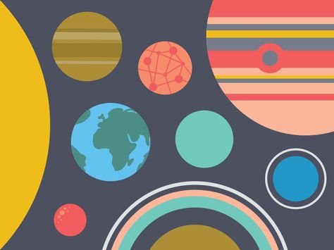 Flat Planet, Planets Illustration, Flat Inspiration, Solar System Art, Planet Design, Solar System Planets, Out Of This World, Flat Design, Solar System