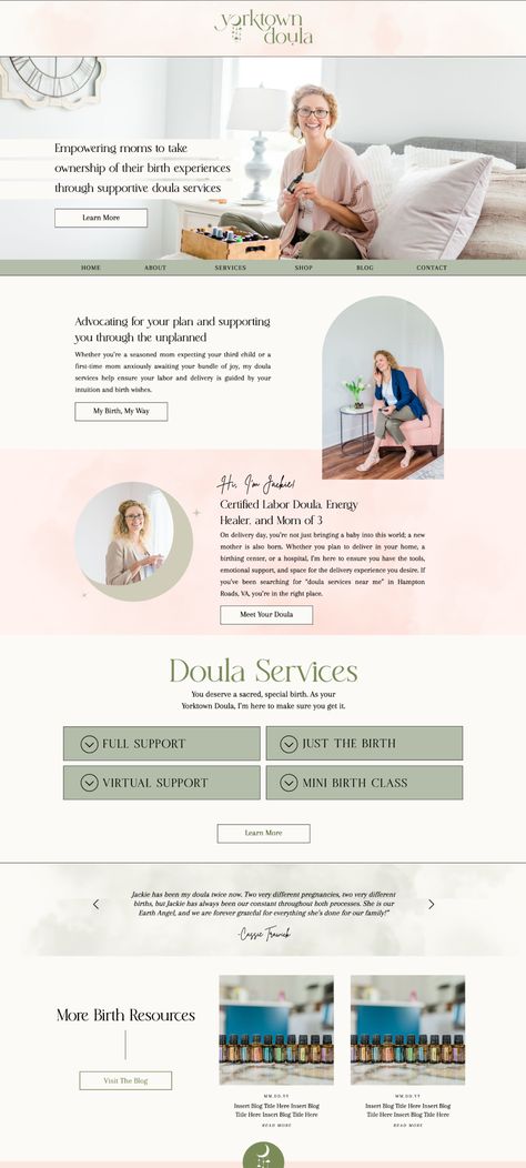 Doula Website Design Inspiration, Doula Website Design, Doula Branding, Doula Website, Labor Doula, Web Design Color, Doula Business, Boho Branding, Blog Website Design