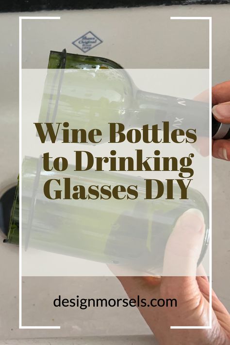 wine bottles to drinking glasses diy Wine Bottle Drinking Glasses Diy, Wine Bottle Cups, Wine Bottle Repurpose, How To Cut Wine Bottles, How To Cut Glass Bottles At Home, Cut Bottles Ideas, How To Cut Glass Bottles Diy, Bottle Glasses Diy, Starbucks Glass Bottle Crafts