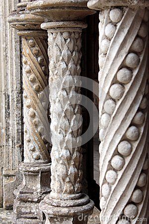 (C) Celia Ascenso - Gothic Stone Patterned Columns Architecture Mosteiro da Batalha, Portugal Concrete Pillar, Lobby Designs, Concrete Column, Carved Wood Wall Art, Pillar Design, Ancient Greek Architecture, Stone Columns, Pillar Lights, Column Design