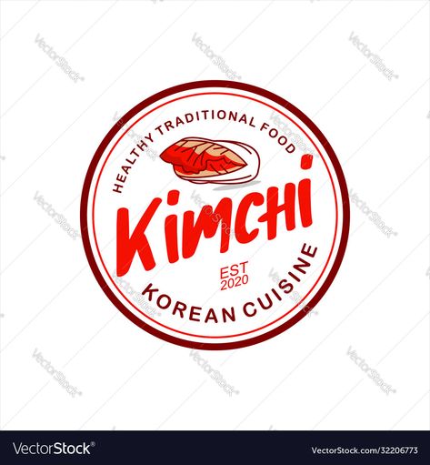 Kimchi Logo, Food Logo Design Inspiration, Food Vector, Food Logo Design, Korean Street Food, Logo Design Process, Round Labels, Visual Branding, Round Logo