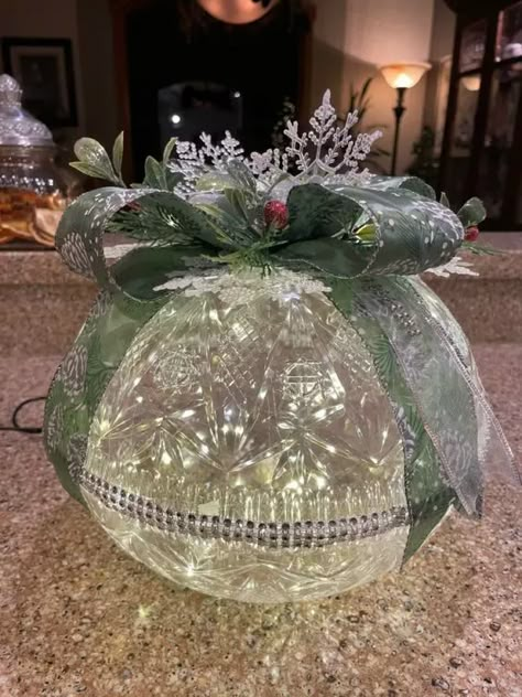 75+ Easy DIY Budget Outdoor Christmas Decoration Ideas - HubPages Dollar Store Christmas Diy Decorations, Punch Bowl Ornament, Dollar Tree Punch Bowl Crafts, Diy Christmas Decorations Dollar Store Outdoor, Dollar Tree Bowl Christmas Ornament, Dollar Tree Punch Bowl Ornament, Dollar Tree Bowl Crafts, Dollar Tree Bowl Ornaments, Diy Christmas Centerpieces Dollar Stores