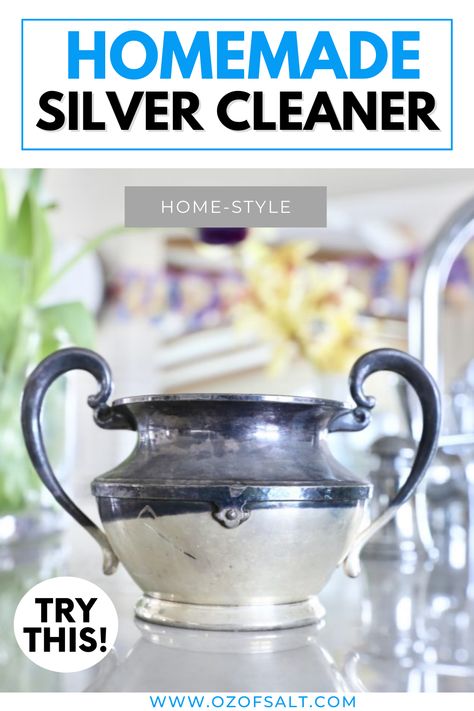 Do you have silver jewelry, home items, or silverware that’s tarnished? Let’s clean them with this simple homemade silver cleaner and make them shine like new! #silver #silvercleaner Silverware Cleaner Diy, Diy Silver Polish, Cleaning Silver Plated Items, Cleaning Silver, Cleaning Silverware, Silver Cleaner Diy, Homemade Silver Cleaner, Cleaning Tarnished Silver, How To Clean Silverware