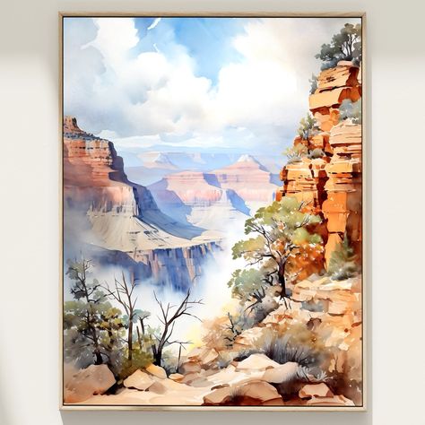 Grand Canyon Watercolor Painting Arizona Art Print Watercolor Colorado Landscape Travel Art Poster Home Decor Gift Canyon Watercolor, Grand Canyon Art, National Park Art, Colorado Landscape, Arizona Travel, Park Art, National Park Posters, Grand Canyon National Park, Paintings Art Prints