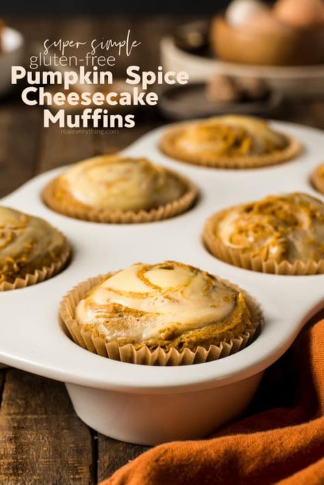 Gluten-Free Pumpkin Cheesecake Muffins Pumpkin Cheesecake Swirl, Pumpkin Cheescake, Gluten Free Pumpkin Cheesecake, Swirl Muffins, Spice Cheesecake, Muffins Pumpkin, Pumpkin Cheesecake Muffins, Gluten Free Pumpkin Spice, Pumpkin Spice Cheesecake