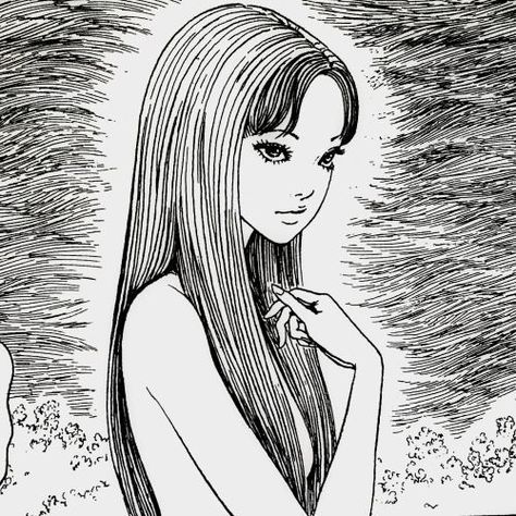 Junji Ito, A Drawing, The Ocean, A Girl, Hair