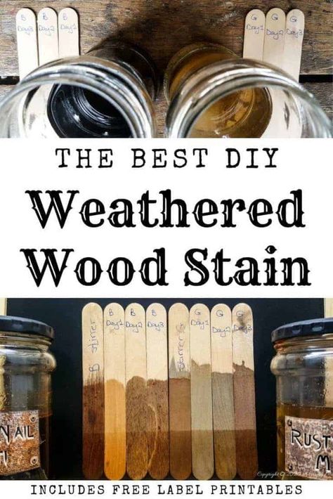 Looking for an all natural aging wood stain recipe that’s budget friendly and easy to make? Then you have to try Rusty Nail Muti. It transforms new wood into old and weathered in minutes and by making a few small adjustments you can control the color and intensity too #Naturalwoodstain #DIYWoodStain #Agingwoodstain #acraftymix #rustynail #woodstainrecipe Weathered Wood Stain, Diy Wood Stain, Building Hacks, Natural Stain Wood, Diy Sale, Rusty Nail, Woodworking Furniture Plans, Wood Stains, Natural Aging