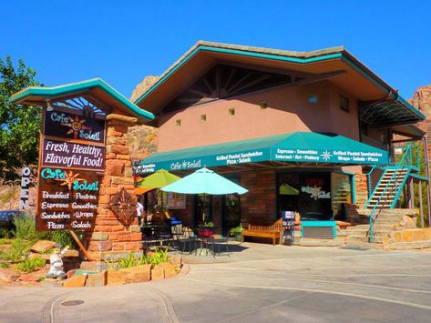 Trip To Zion National Park, Springdale Utah, Healthy Vegetarian Breakfast, Zion Utah, American Cafe, Zion Park, Dog Cafe, Local Beer, Utah National Parks