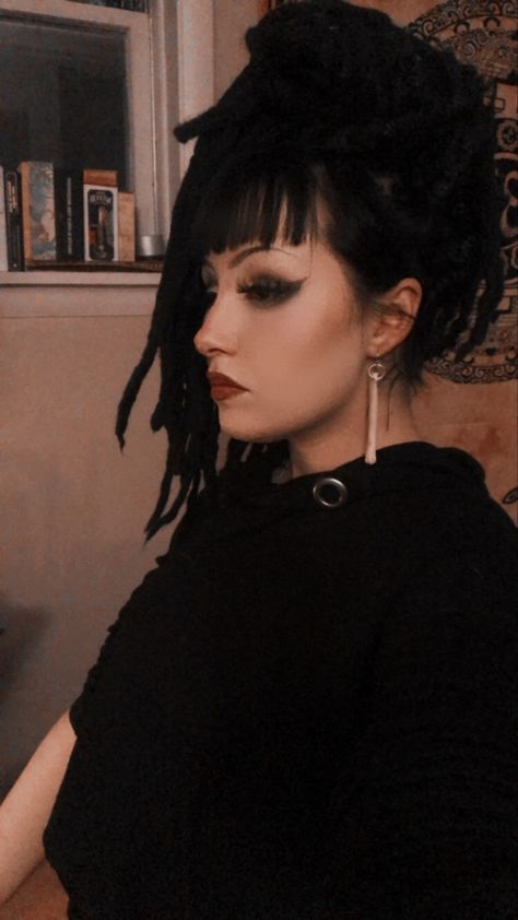 #goth #goth aesthetic #dreadlocks #spiritual #dreadstyles Spiritual Goth Aesthetic, Dreadlock Bangs, Goth Dreadlocks, Aesthetic Dreadlocks, Half Dreads, Black Dreads, Beautiful Dreadlocks, Boho Goth, Colourful Hair