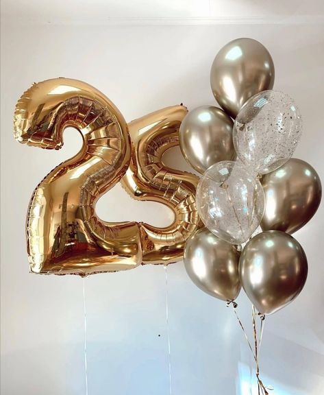 25th Birthday Cards For Her, Hello 25 Birthday Quotes, Ballon Set Up Ideas, 25 Aesthetic Number, 25 Balloons Number, 25 Birthday Balloons, Hello 25 Birthday, 25th Birthday Aesthetic, 25th Birthday Balloons