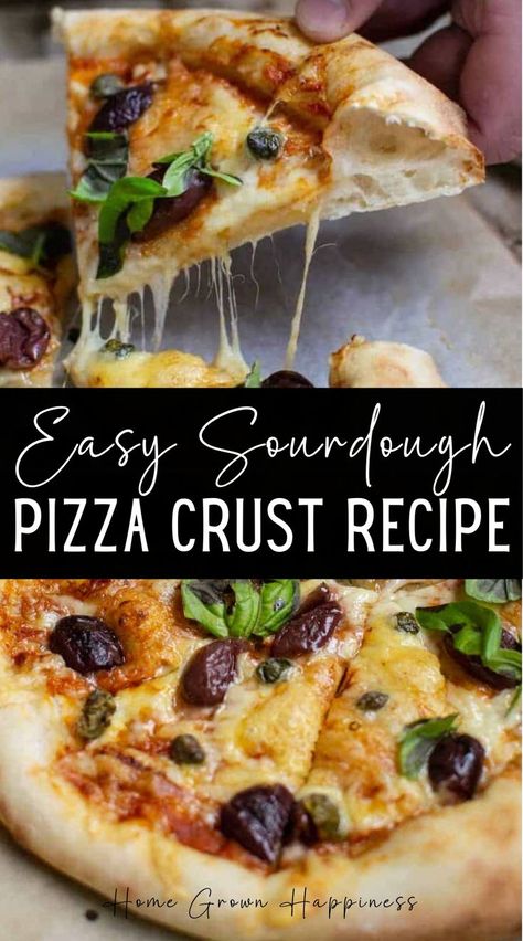 Easy Sourdough Pizza Crust, Easy Pizza Base, Using Sourdough Starter, Sourdough Pizza Crust Recipe, Pizza Crust Recipe Easy, Sourdough Pizza Dough Recipe, Easy Pizza Crust, Recipe Using Sourdough Starter, Sourdough Pizza Crust