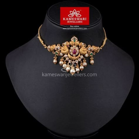 Kameswari Jewellers, Gold Necklace Indian, Choker Designs, Gold Jewelry Simple Necklace, Gold Necklace Indian Bridal Jewelry, Chain For Men, Gold Bridal Jewellery Sets, Gold Pendant Jewelry, Gold Wedding Jewelry