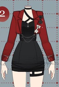 Edgy Anime Outfits, Cute Casino Outfit, Red Dresses Drawing, Female Outfit Ideas Drawing, Anime Dress Ideas, Hazbin Hotel Outfit Ideas, Scythe Poses Drawing Reference, Hazbin Hotel Inspired Outfits, Red Dress Drawing