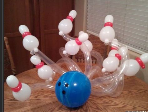 Balloon Sculpture Ideas | balloon #bowling #balloon #art #sculptures #twist #characters Bowling Balloon Arch, Bowling Balloons, Bowling Pin Balloon Column, Life Size Bowling, Balloon Baseball Bat, Bowling Party Decorations, Balloon Dog Statue, Gift Balloon, Clown Balloons