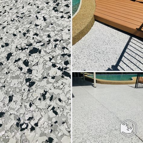 Pebble Epoxy Patio, Resin Patio Ideas, Epoxy Patio Floor, Epoxy Resin Flooring, Resin Patio, Front Stairs, Concrete Epoxy, Epoxy Floors, Cement Patio