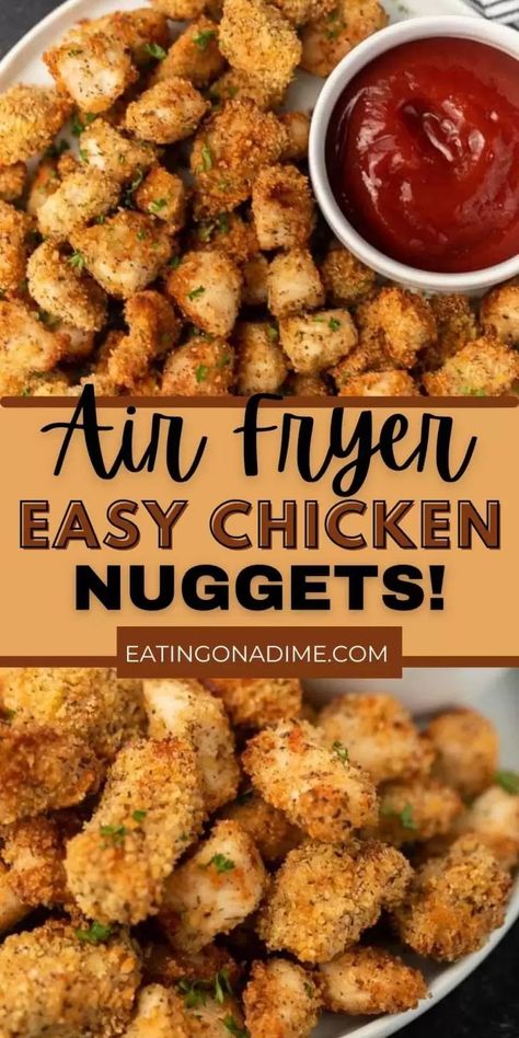 Air Fried Chicken Nuggets, Air Fryer Chicken Nuggets, Gluten Free Chicken Nuggets, Fried Chicken Nuggets, Homemade Chicken Nuggets, Chicken Nugget Recipes, Air Fried Chicken, Air Fryer Dinner Recipes, Air Fryer Healthy