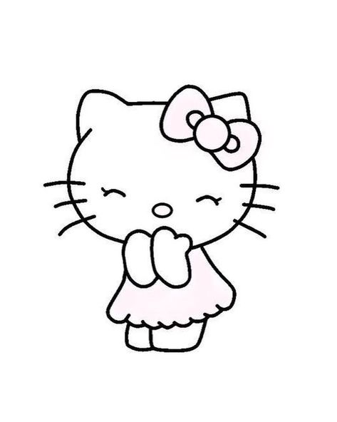 Black Kawaii, Hello Kitty Imagenes, Hello Kitty Colouring Pages, Hello Kitty Tattoos, Hello Kitty Aesthetic, Hello Kitty Coloring, Detailed Coloring Pages, Kitty Drawing, Hello Kitty Drawing