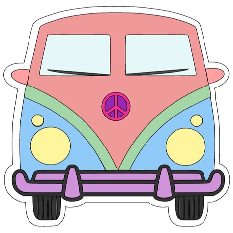 Groovy Bus Photo Prop, Vw Bus Cutout Diy, Two Groovy Vw Van Cutout, Vw Bus Cutout, Groovy Clipart, Groovy Stickers, Agenda Stickers, Diy Scrapbook Album, Hippie Bus