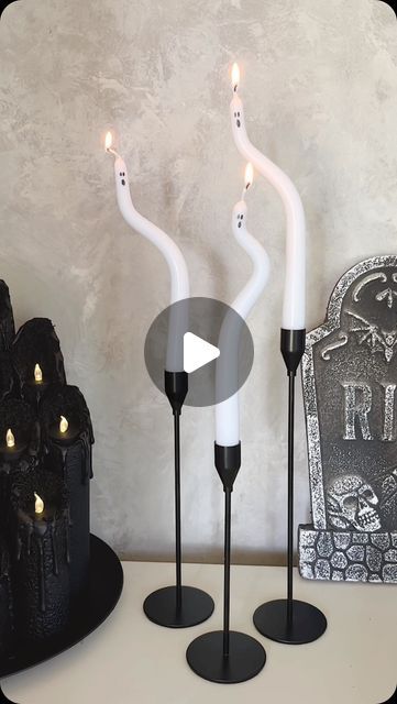 Michelle McRae on Instagram: "Easy DIY ghost candles 👻🕯️   You NEED to make these adorable ghost candles this Halloween. It is the easiest DIY I have ever done.   📌 Comment “ghost candles” for detailed directions and a list of supplies‼️  🚨 Share this with a friend who loves easy Halloween DIYs as much as we do!🎃  #halloweendiydecor #easydiy #halloweencrafts #diyhalloweendecorations" How To Make Ghosts, Diy Ghost, Ghost Candles, Ghost Diy, Halloween Decorations Indoor, Easy Halloween, Diy Halloween Decorations, Holly Jolly, Halloween Ideas