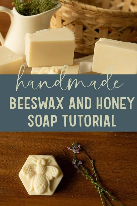 Beeswax Soap Recipe, Honey Soap Diy, Honey Soap Recipe, Beeswax Recipes, Beeswax Soap, Diy Soap Bars, Cold Process Soap Recipes, Soap Tutorial, Honey Diy