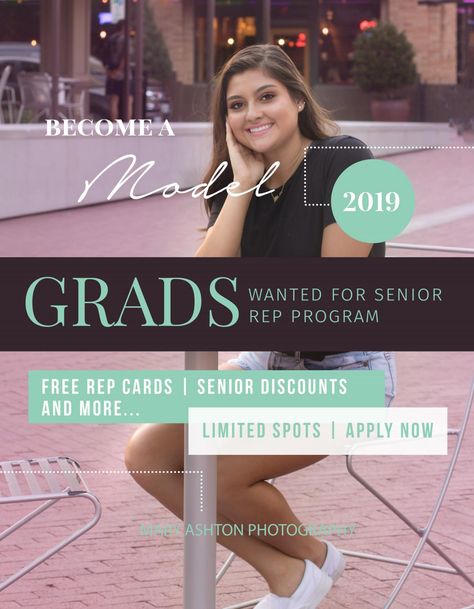 Senior Model Program 2019 by Mary Ashton Photography! #senior #dfw #arlington #mansfield #kennedale #seniorphotography #modelprogram Senior Rep Program, Senior Discounts, Senior Session, Senior Photography, Programming, Influencer, How To Become, How To Apply, Photography