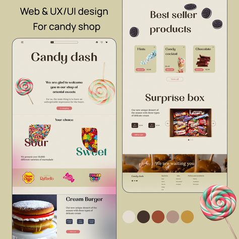 Candy Store Design, Unique Desserts, Mint Candy, Surprise Box, Pick And Mix, Candy Store, Candy Shop, Shopping Websites, Ui Ux Design